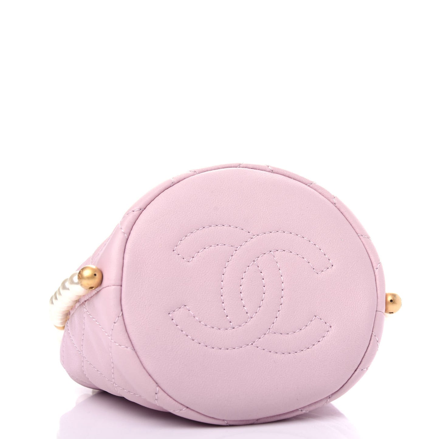 Calfskin Quilted Pearl Mini About Pearls Drawstring Bucket Light Pink