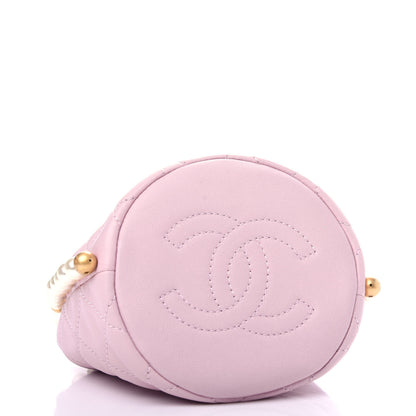 Chanel Calfskin Quilted Pearl Mini About Pearls Drawstring Bucket Light Pink 4 of 9