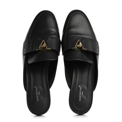 Louis Vuitton Calfskin LV Mare Open Back Loafers 38 Black 2 of 10