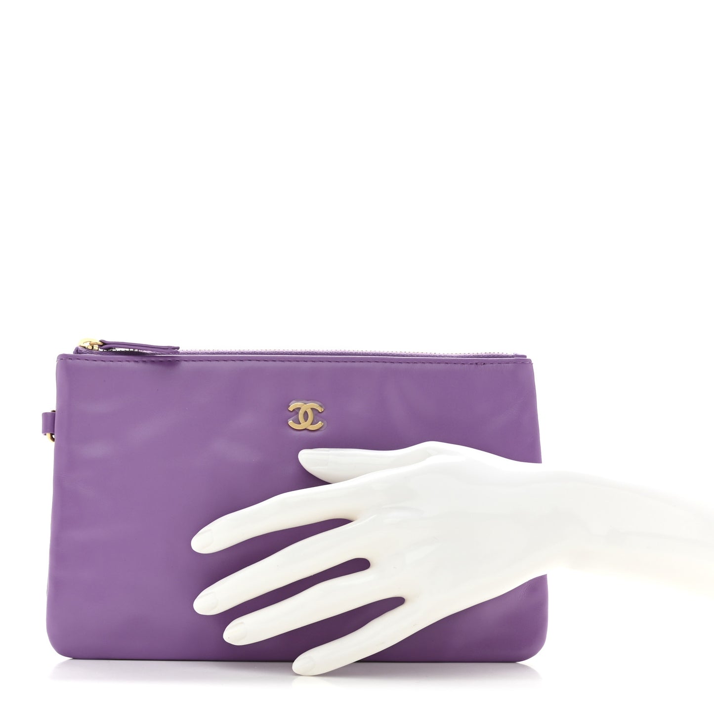 Shiny Calfskin Chanel 22 Removable Pouch Purple