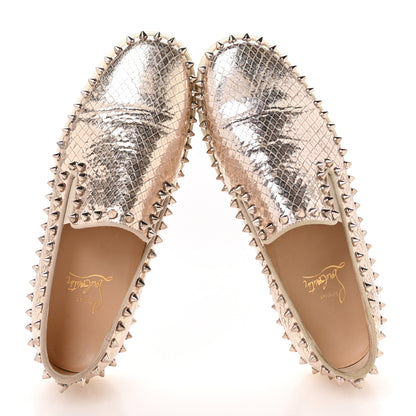 Christian Louboutin Metallic Snakeskin Embossed Pik Boat Flat 36.5 Colombe 2 of 8