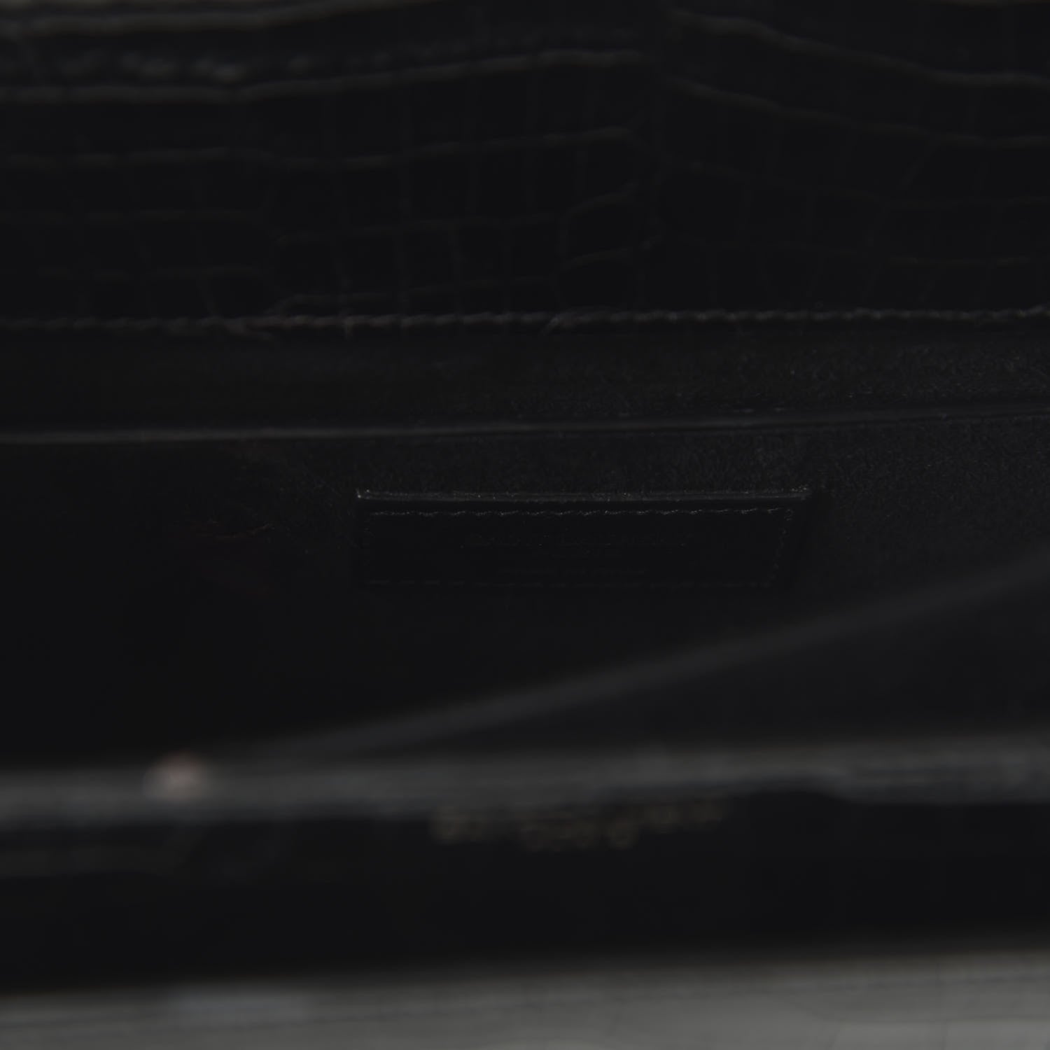 Saint Laurent Calfskin Crocodile Embossed Medium Monochrome Monogram Sunset Black 8 of 9