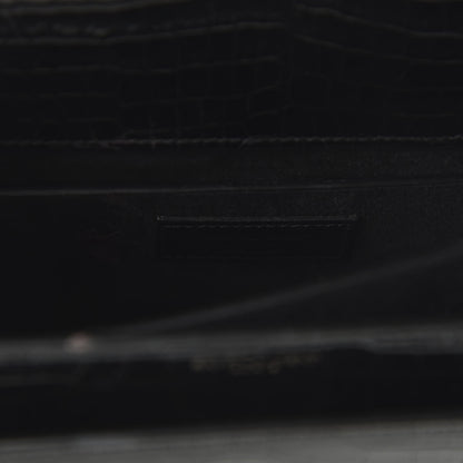 Saint Laurent Calfskin Crocodile Embossed Medium Monochrome Monogram Sunset Black 8 of 9