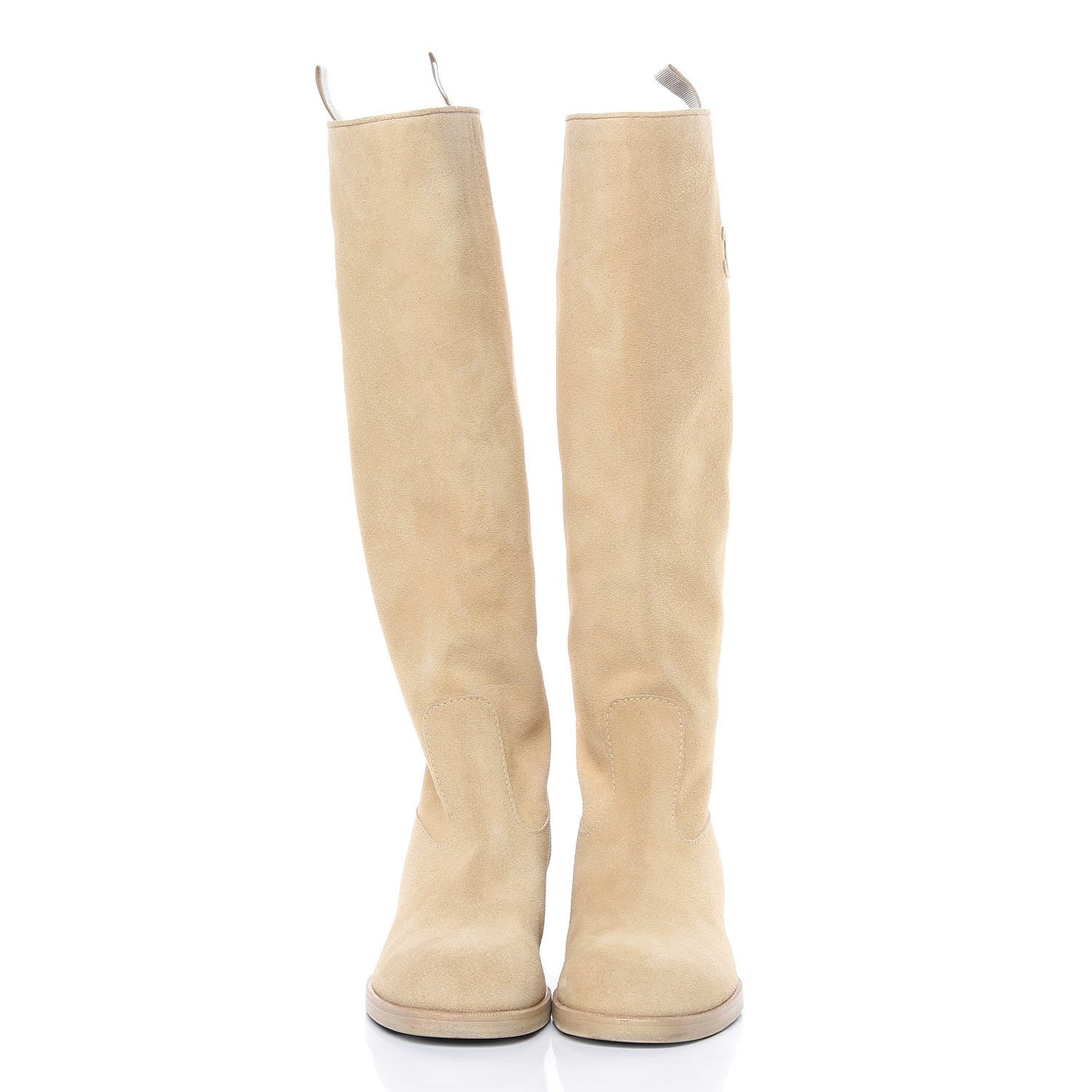 Suede Calfskin High Boots 39 Beige