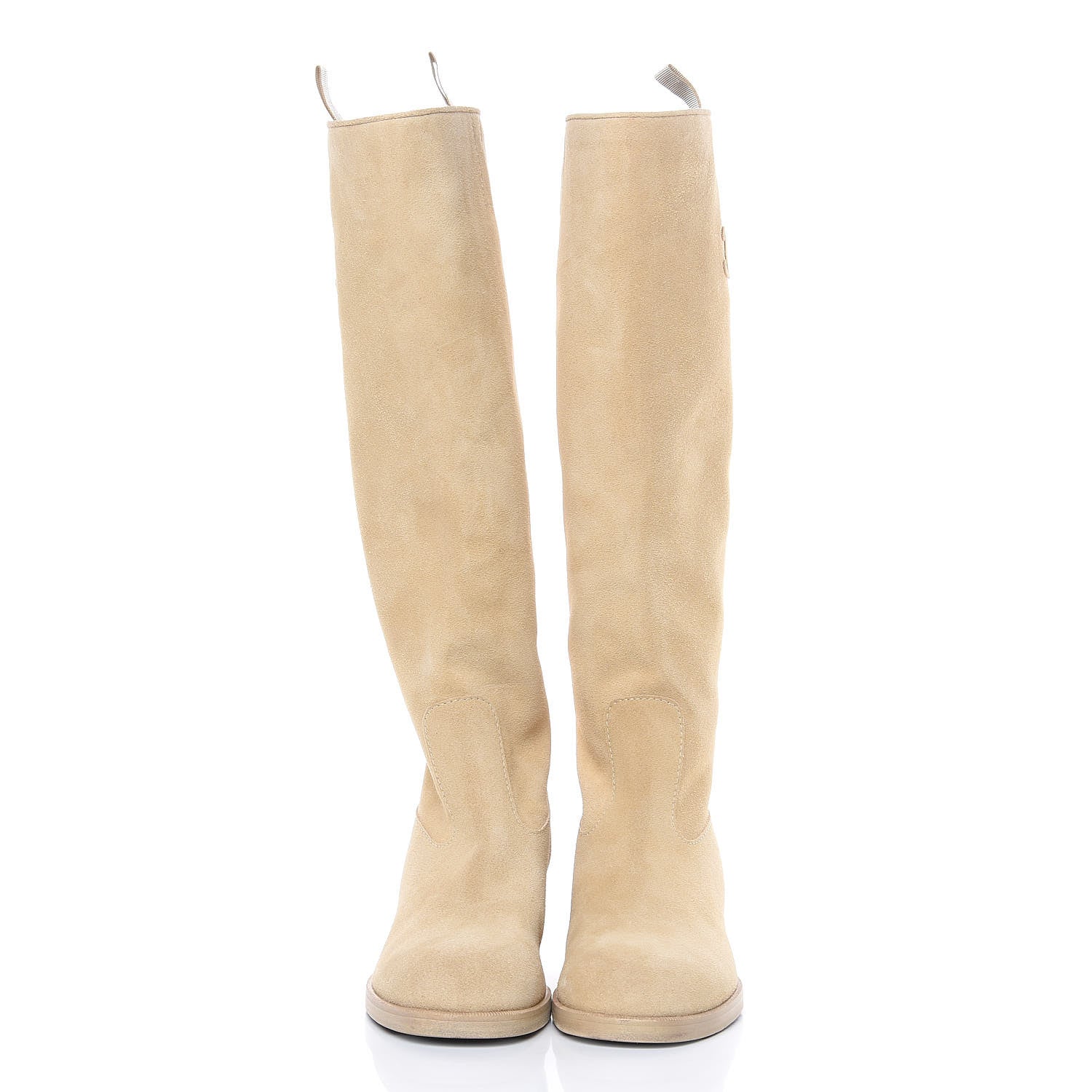 Chanel Suede Calfskin High Boots 39 Beige 3 of 9