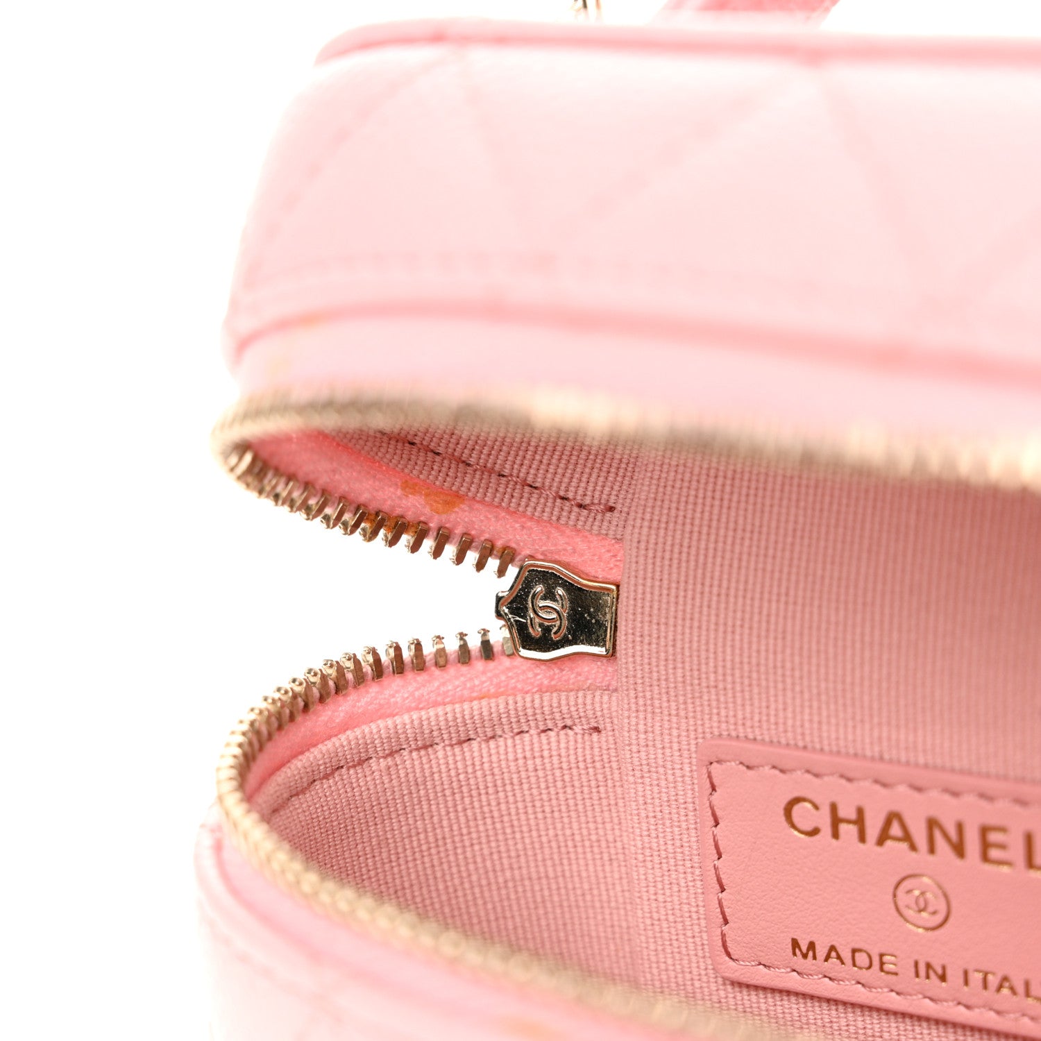 Chanel Caviar Quilted Small Handle With Care Vanity Case With Chain Pink 11 of 11