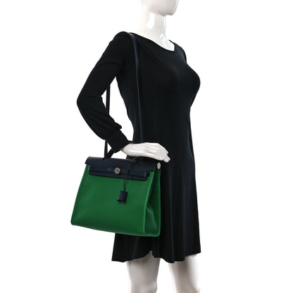 Hermes Vache Hunter Toile Herbag Zip 31 PM Cactus Bleu Indigo 2 of 14