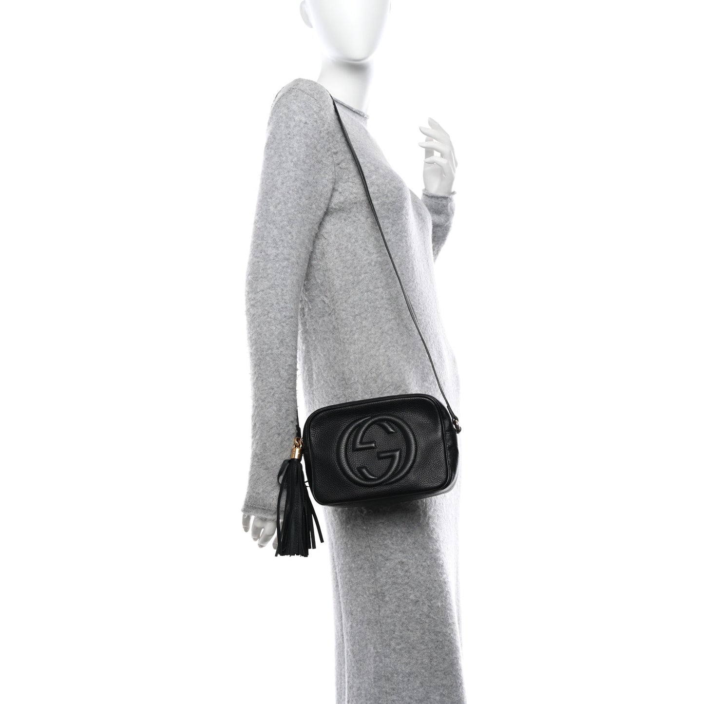 Pebbled Calfskin Small Soho Disco Bag Black