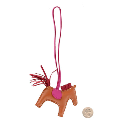 Hermes Milo Lambskin Grigri Rodeo Horse Bag Charm PM Gold Rubis Rose Poupre 2 of 4