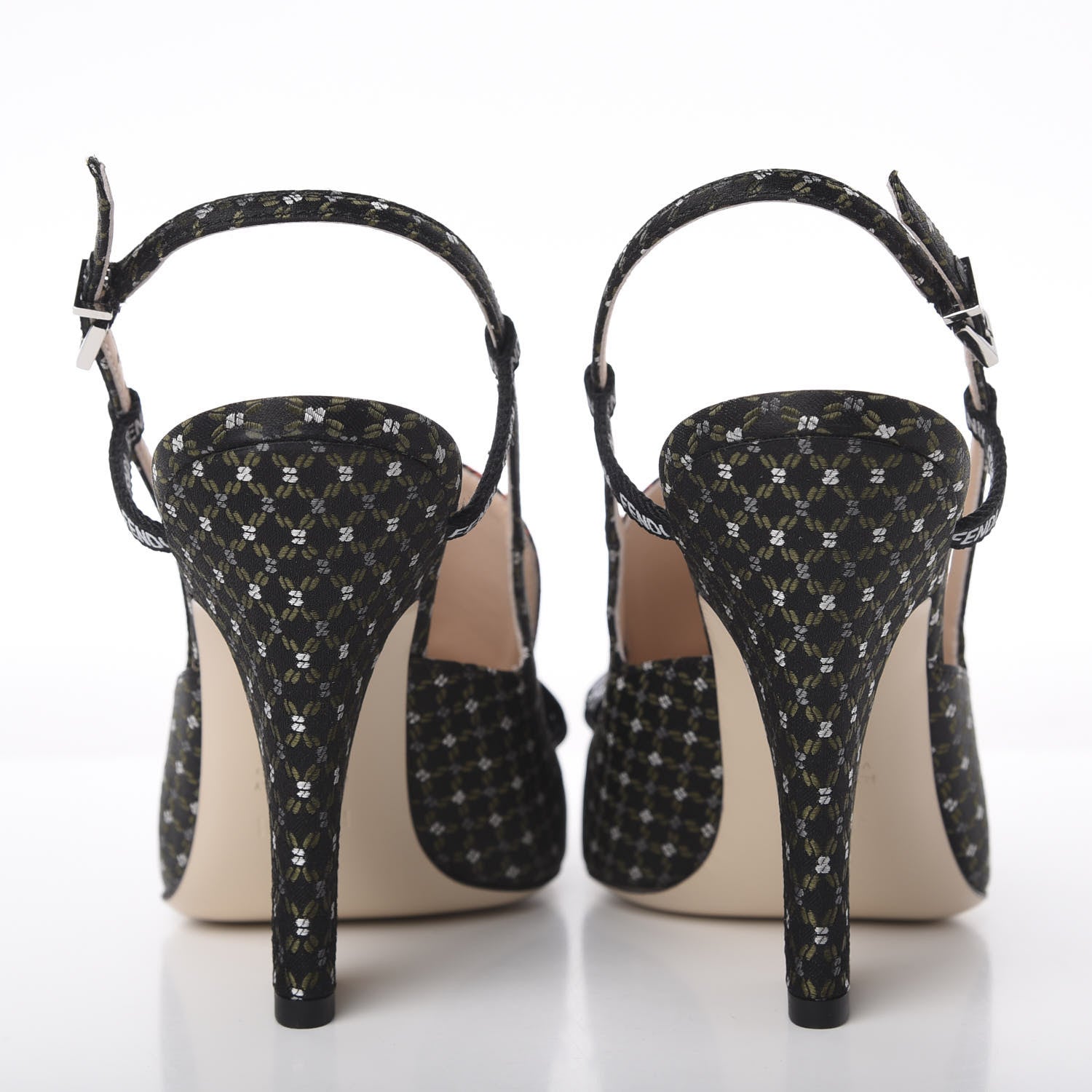 Fendi Fabric Jacquard Ffreedom Slingback Pumps 38.5 7 of 11