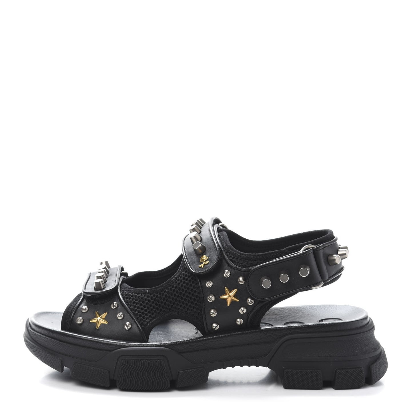Nappa Mesh Studded Mens Aguru Sandals 9 Black