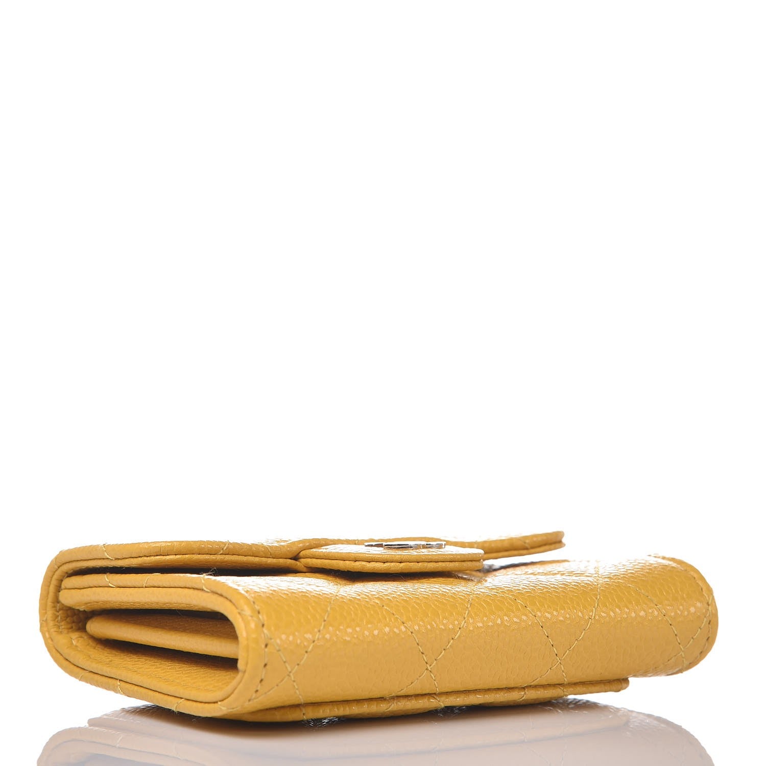 Chanel Caviar Quilted Flap Card Holder Wallet Yellow 4 of 9