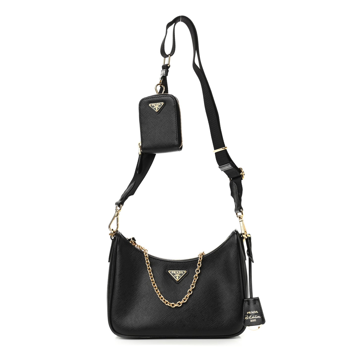 Saffiano Lux Re-Edition 2005 Shoulder Bag Black