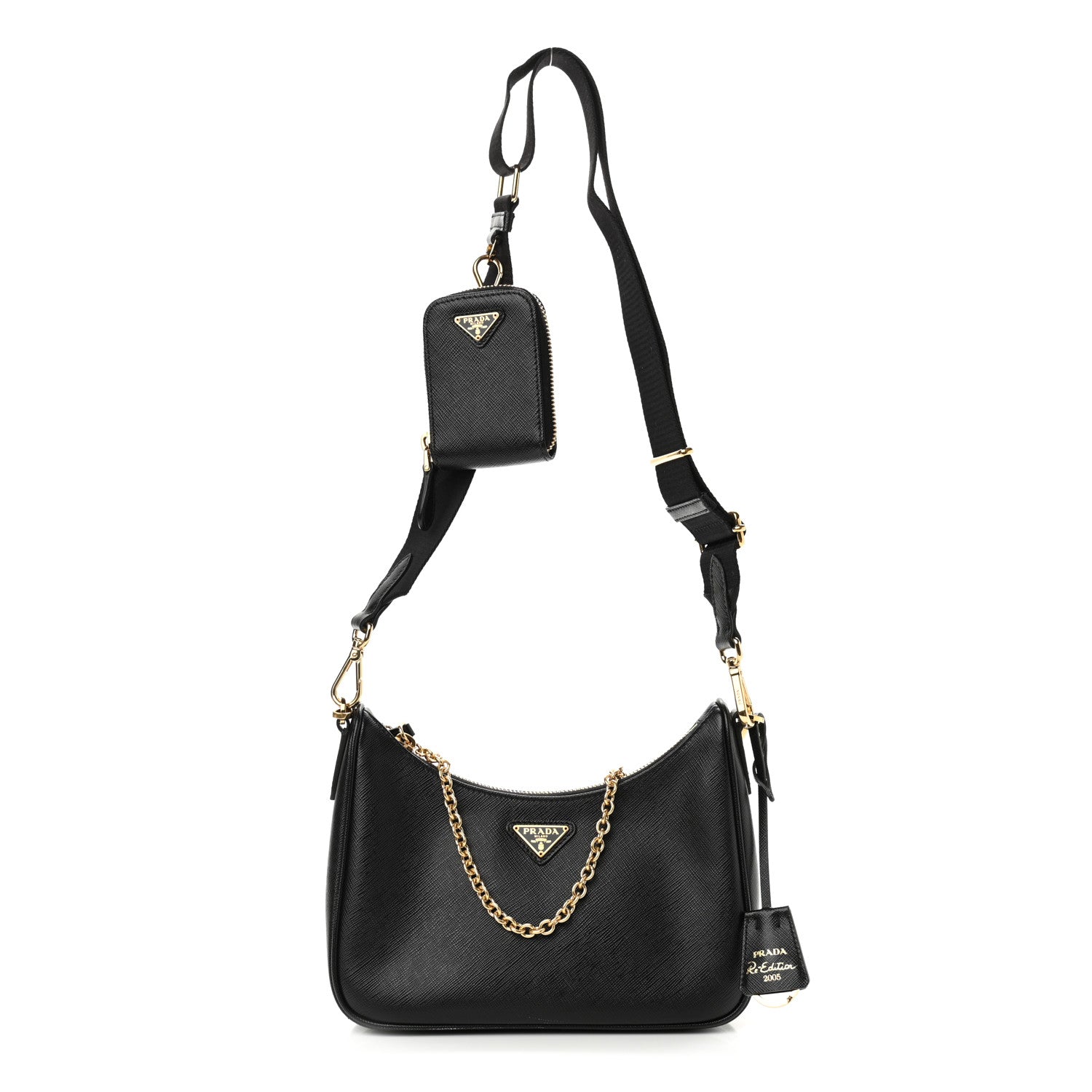 Prada Saffiano Lux Re-Edition 2005 Shoulder Bag Black 1 of 12