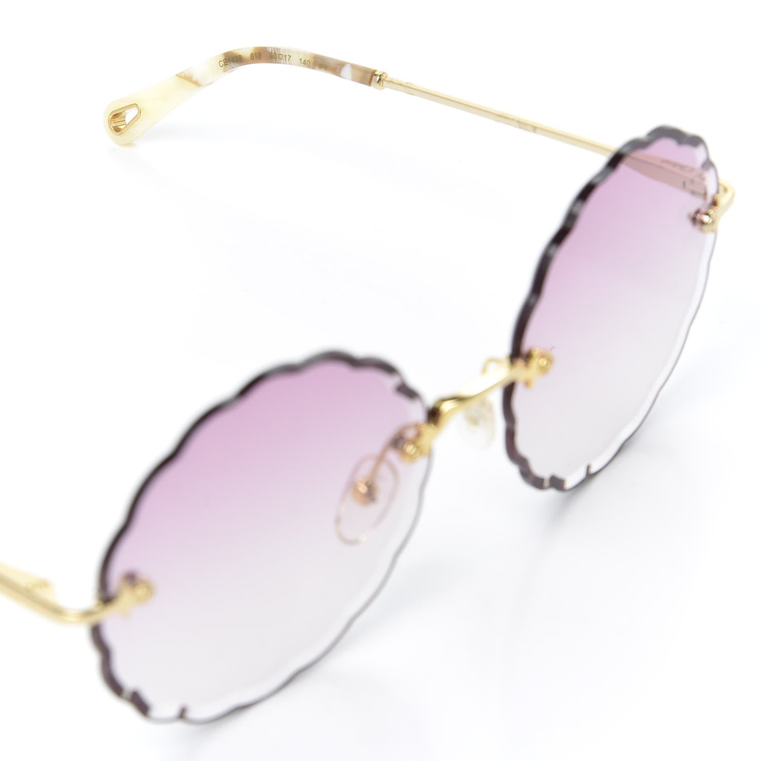 Chloe Rosie Bevelled Round Sunglasses CE142S Gold Gradient Coral 5 of 7