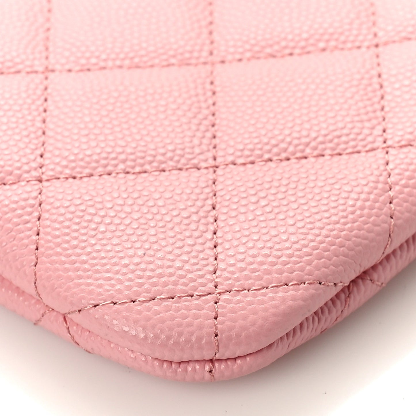 Caviar Quilted Small Cosmetic Case Light Pink