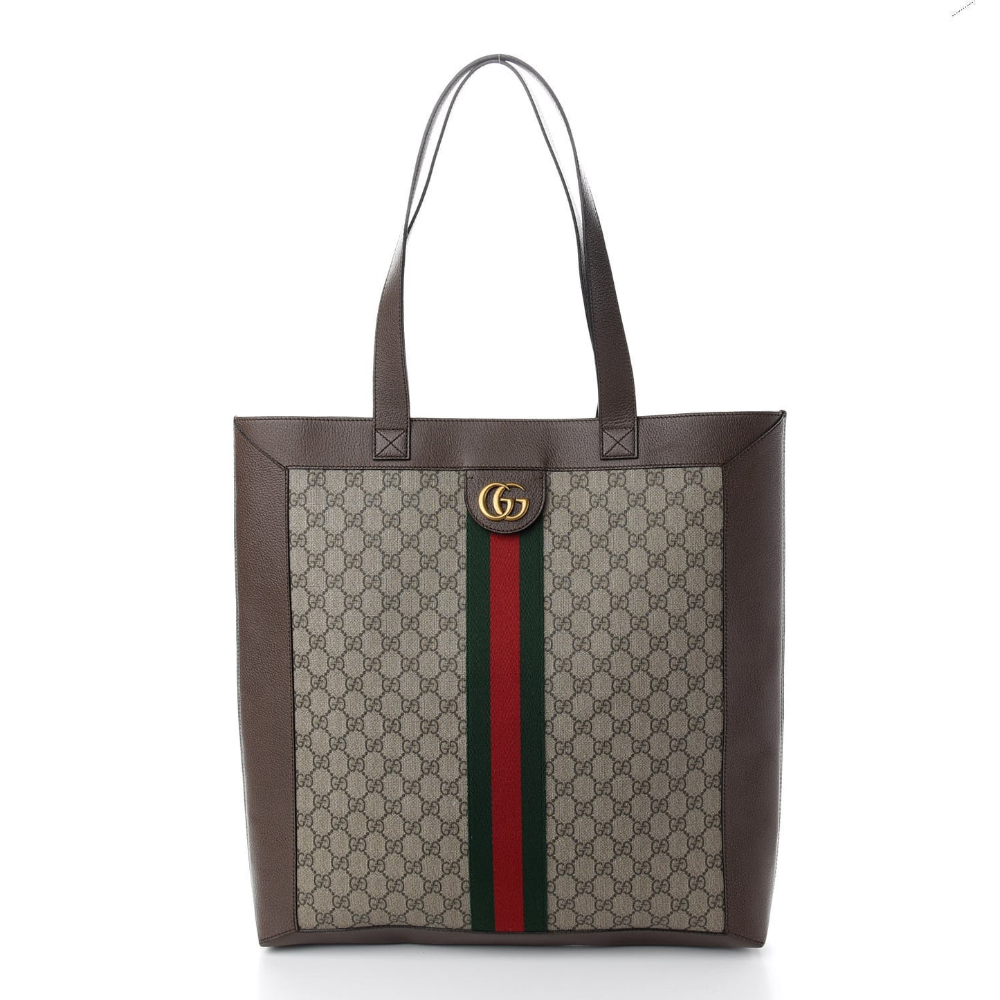 GG Supreme Monogram Web Large Ophidia Vertical Shopping Tote Brown