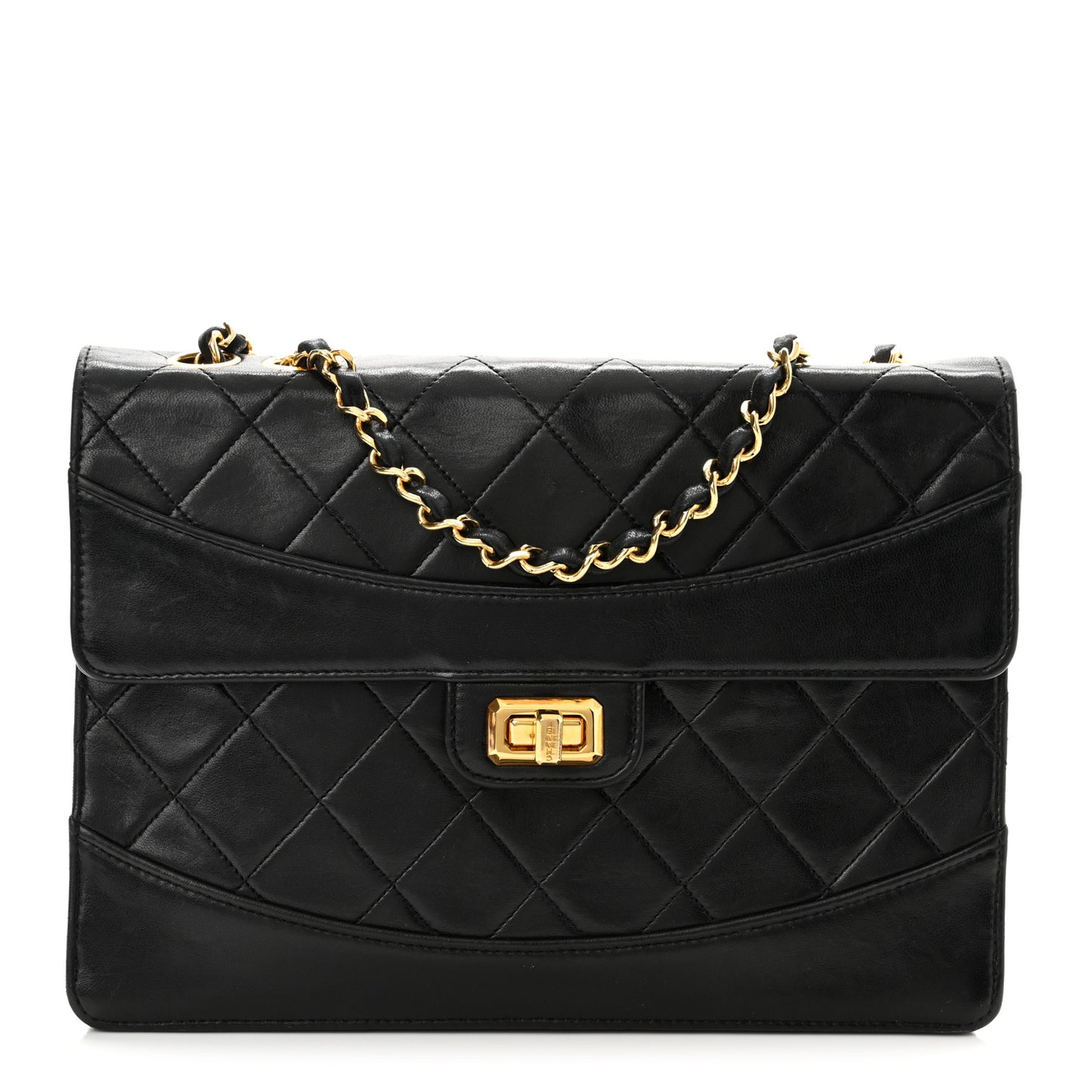 Lambskin Quilted Medium Single Flap Black
