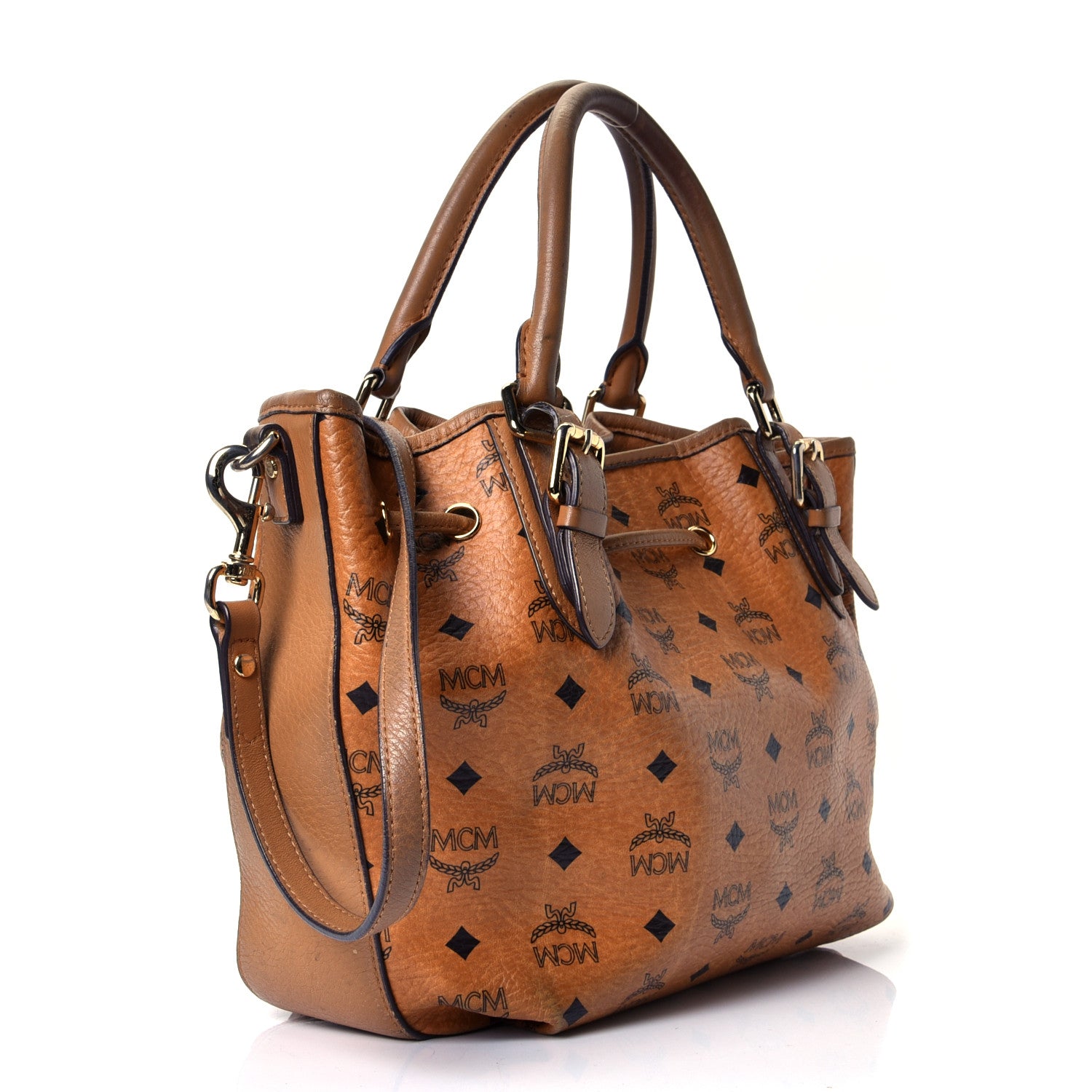 MCM Visetos Drawstring Shopper Cognac 2 of 4