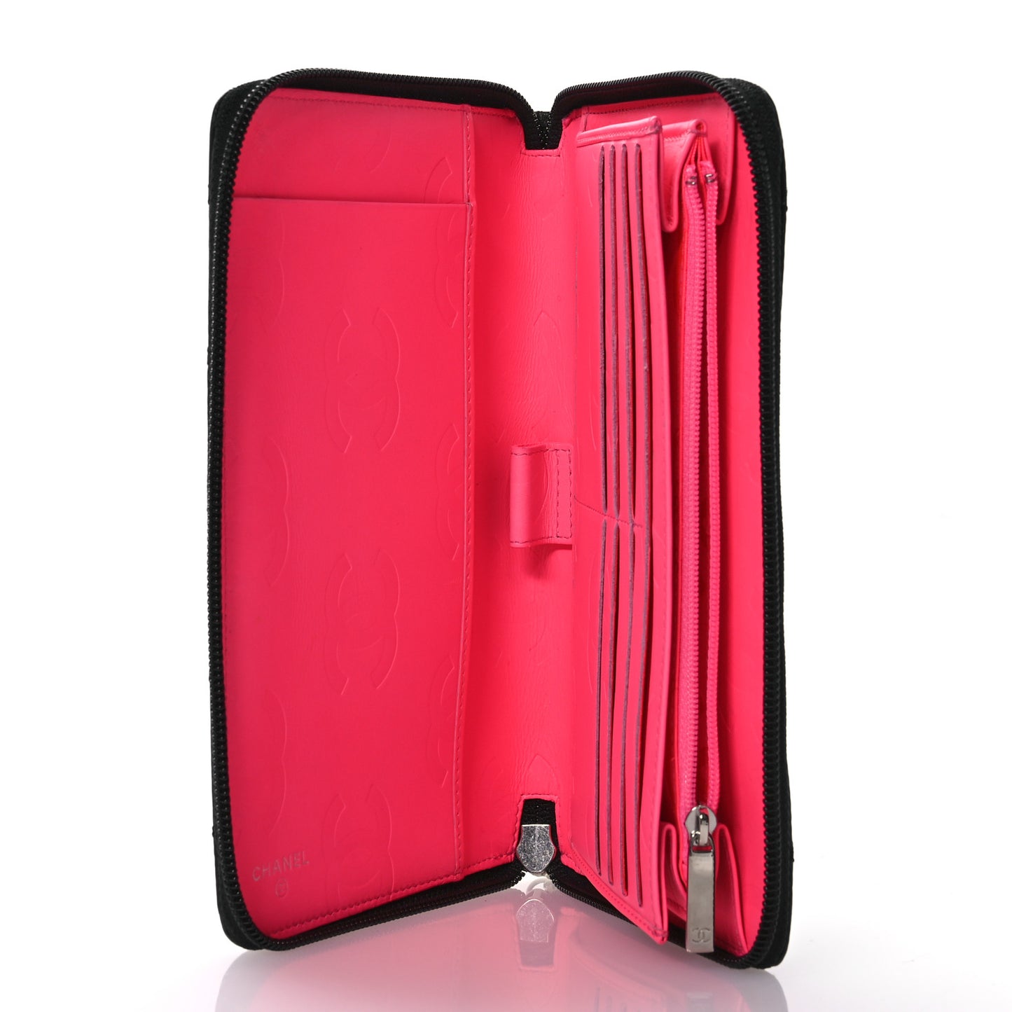 Calfskin Cambon Zip Around Organizer Wallet Black