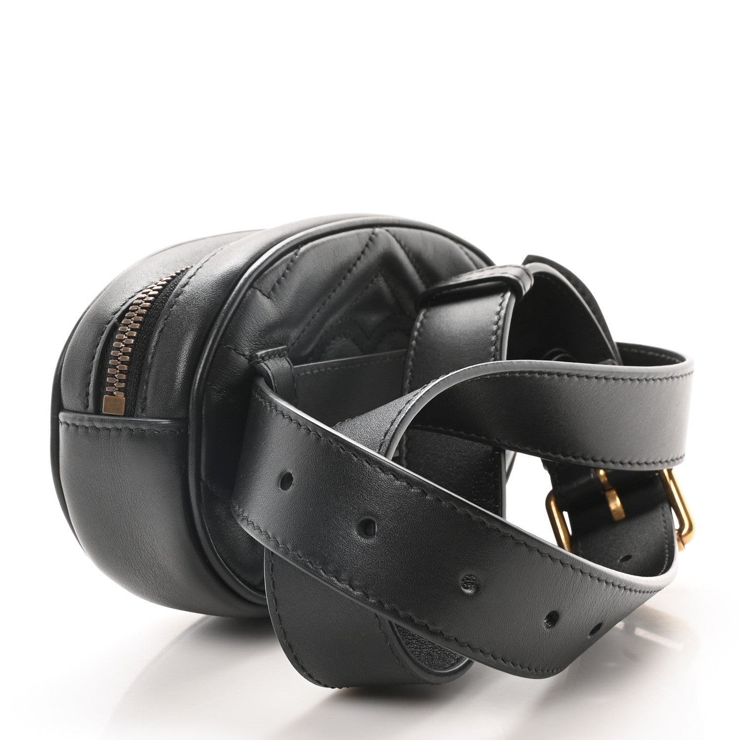 Gucci Calfskin Matelasse GG Marmont Belt Bag 85 34 Black 3 of 10