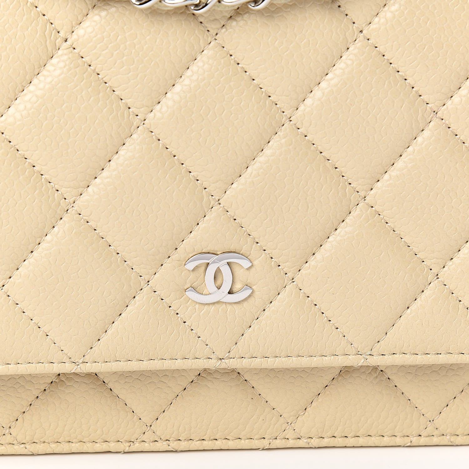 Chanel Caviar Quilted Wallet On Chain WOC Light Beige 11 of 11