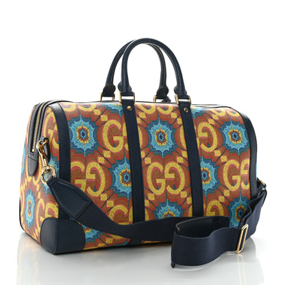 Gucci GG Supreme Kaleidoscope Calfskin Script Logo Gucci 100 Carry-On Duffle Bag Blue Orange Multicolor Blue Agata 2 of 8