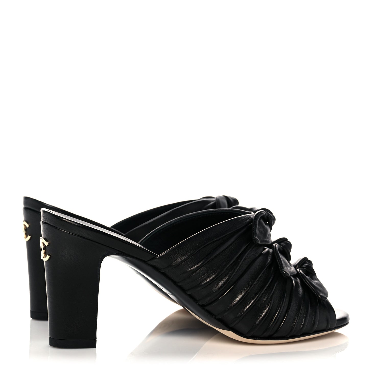 Calfskin Bows CC Mules 36 Black