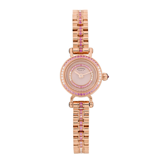18K Rose Gold Diamond Pink Sapphire 16mm Faubourg Quartz Watch