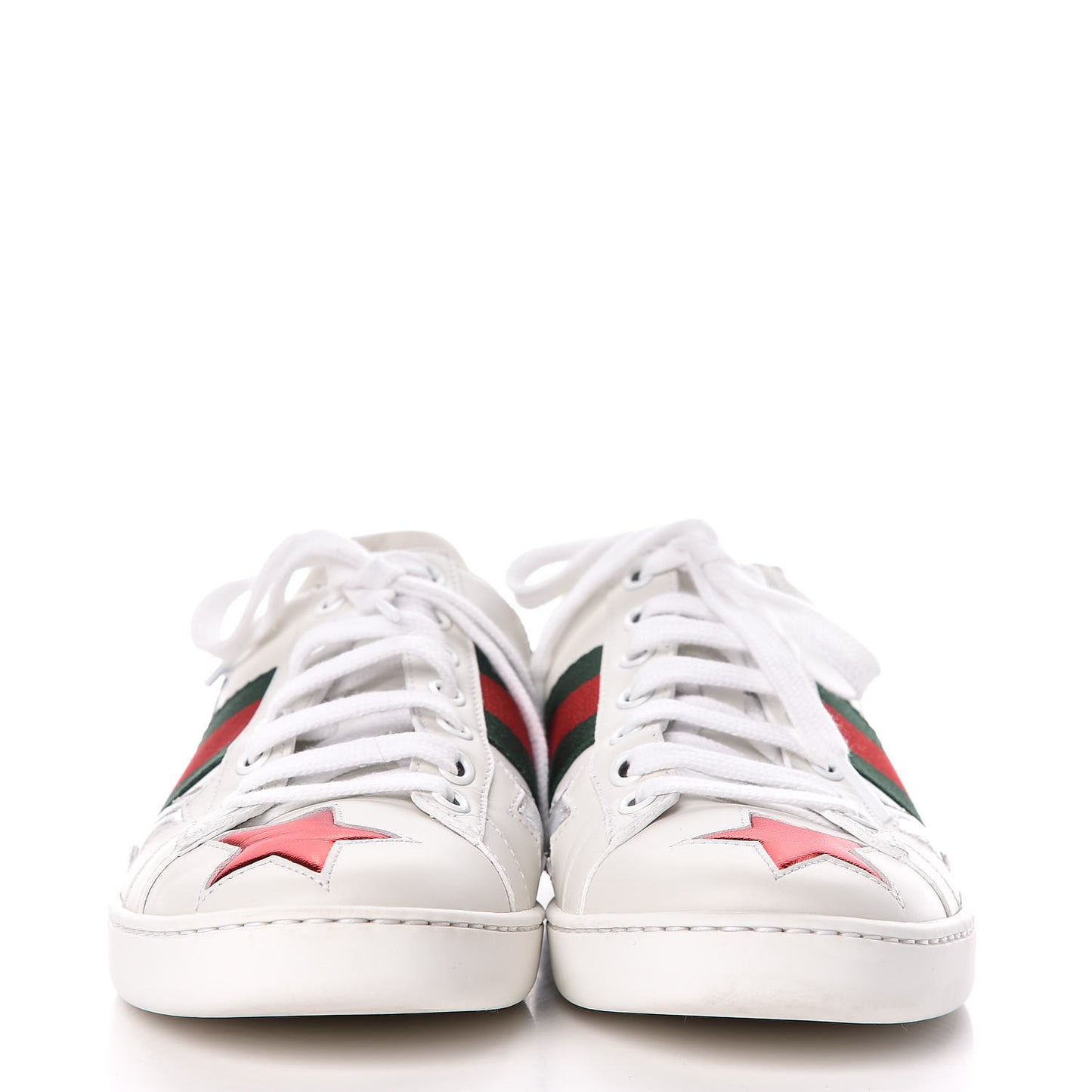 Calfskin Ayers Web Star Embroidered Womens Ace Sneakers 36 White Multi