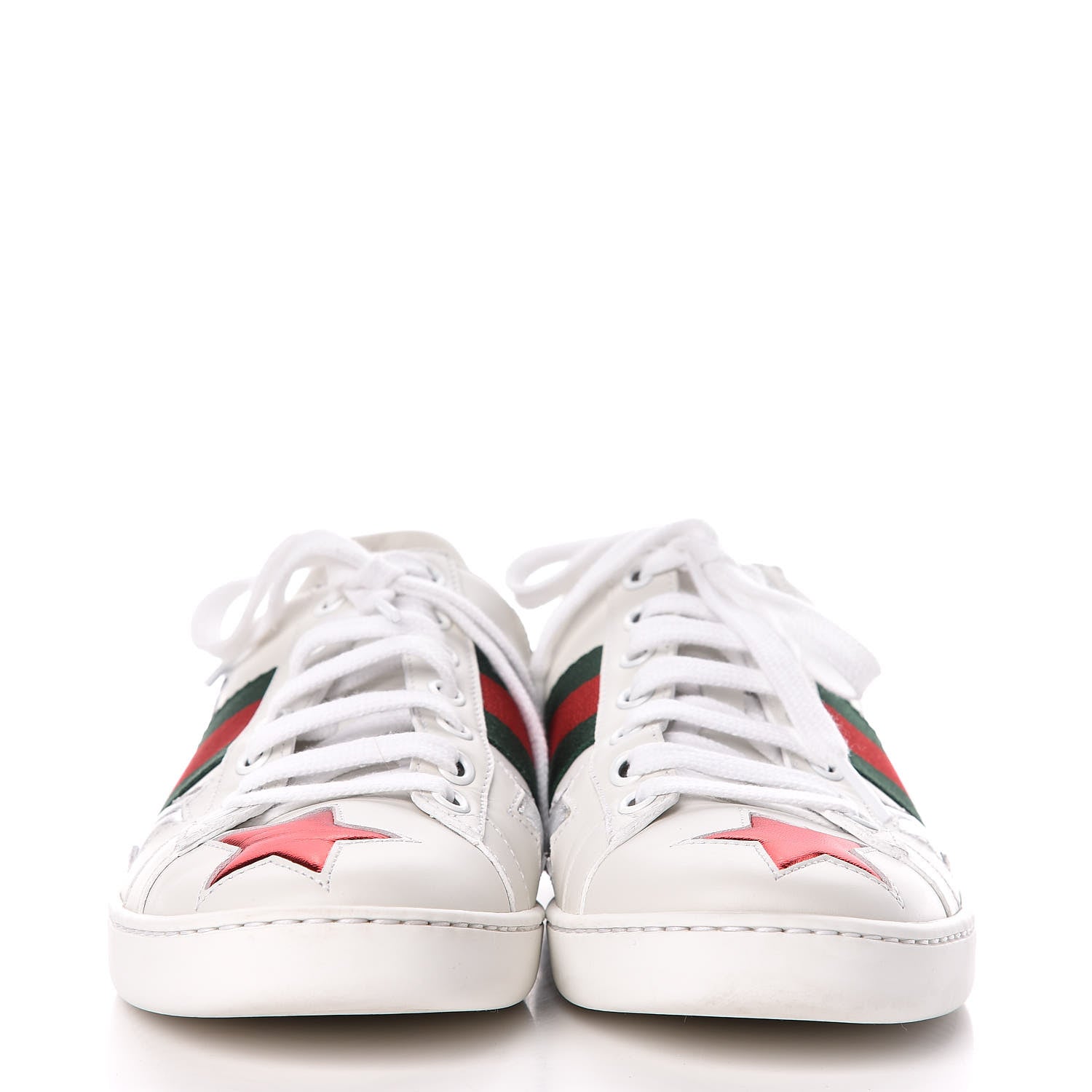 Gucci Calfskin Ayers Web Star Embroidered Womens Ace Sneakers 36 White Multi 2 of 11