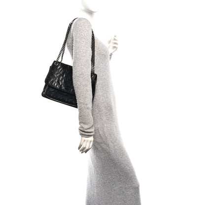 Saint Laurent Crinkled Calfskin Matelasse Monogram Medium Niki Chain Satchel Black 2 of 13