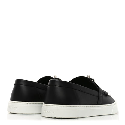 Hermes Epsom Calfskin Mens Game Slip On Fringe Sneakers 44.5 Black 5 of 8