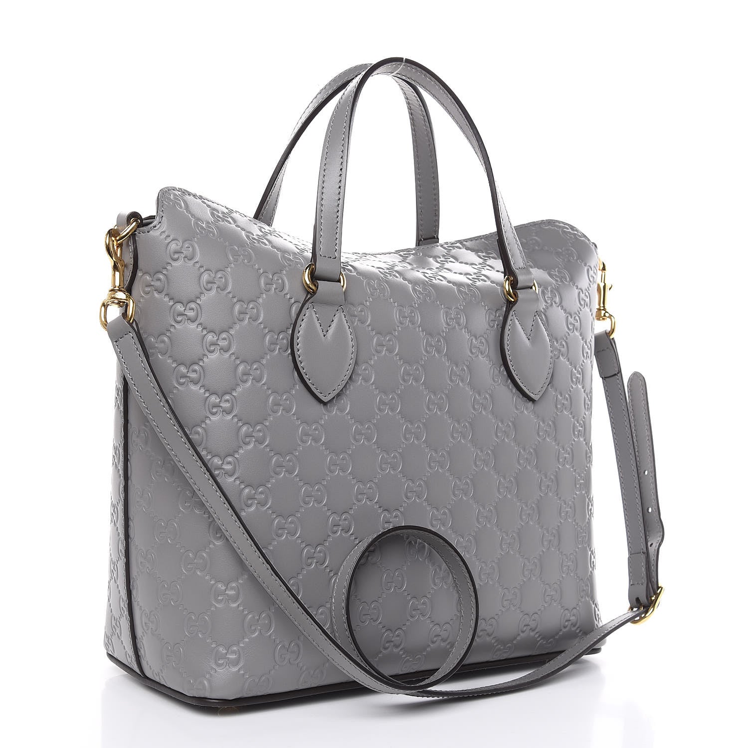 Gucci Guccissima Linea A Foldover Tote Storm Grey 3 of 9