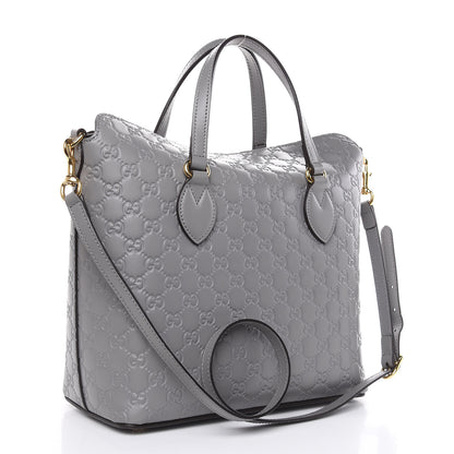 Gucci Guccissima Linea A Foldover Tote Storm Grey 3 of 9