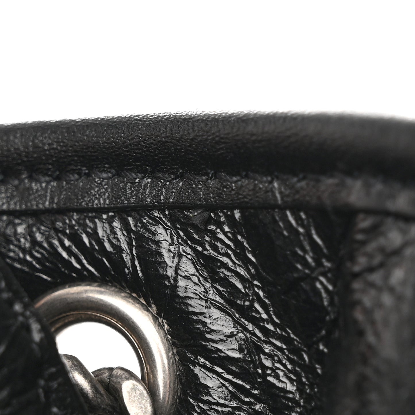 Crinkled Calfskin Matelasse Monogram Baby Niki Chain Satchel Black