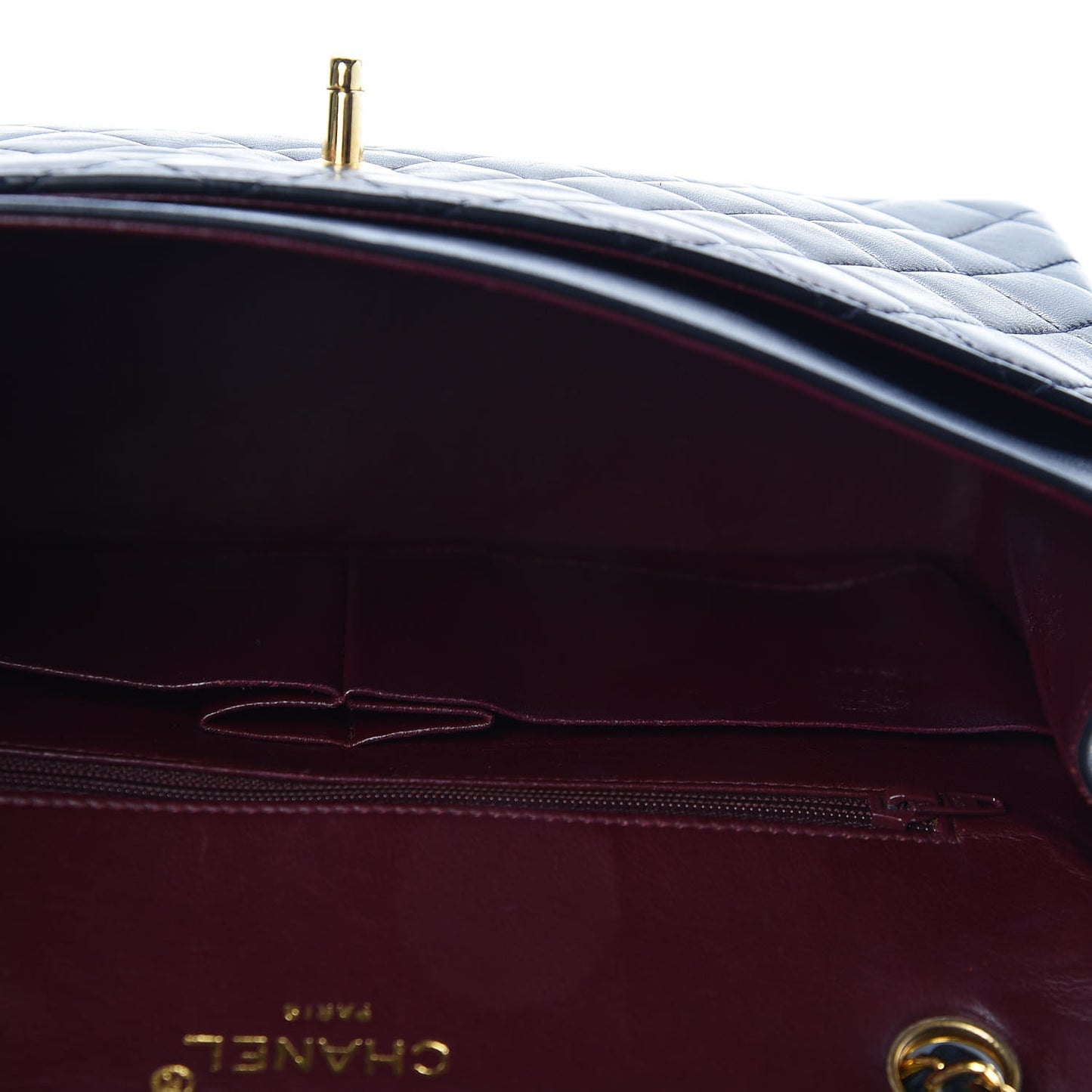 Lambskin Quilted Medium Single Flap Navy Blue