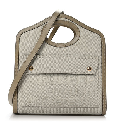 Burberry Canvas Calfskin Horseferry Print Mini Pocket Bag Ecru 1 of 12