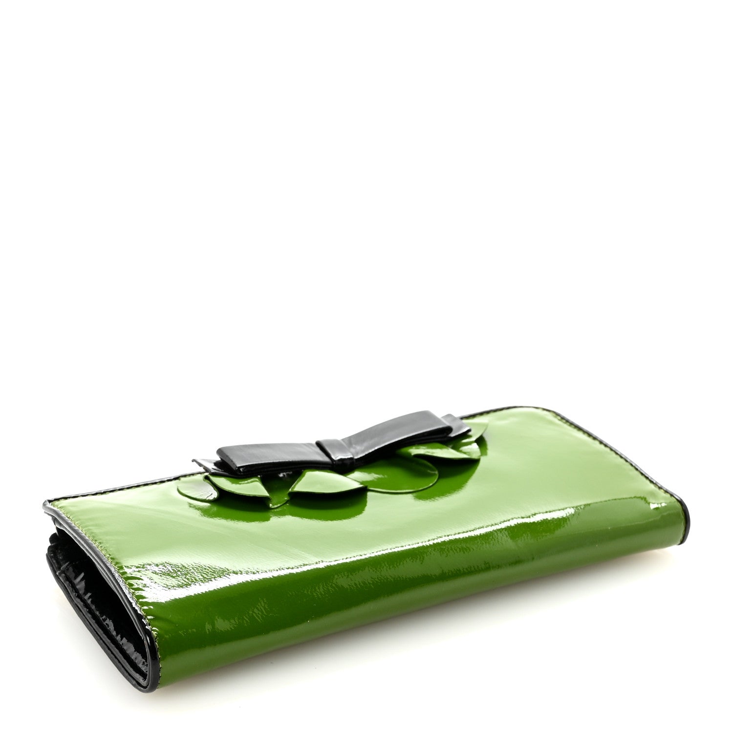 Miu Miu Patent Bow Flap Wallet Green Black 4 of 7