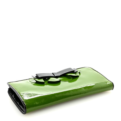 Miu Miu Patent Bow Flap Wallet Green Black 4 of 7