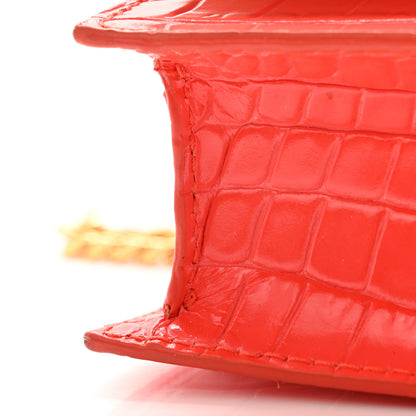 Alexander McQueen Calfskin Crocodile Embossed Skull Mini Crossbody Bag Coral 10 of 10