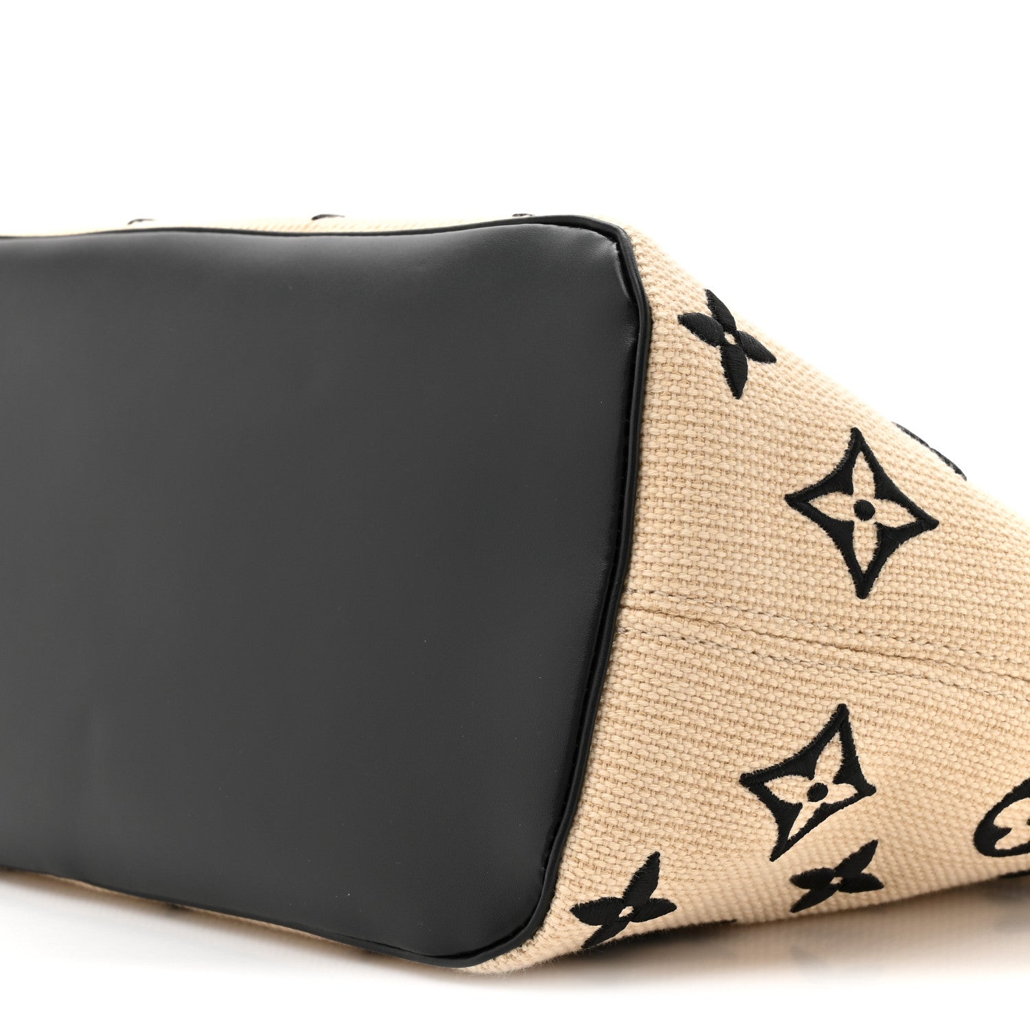 Louis Vuitton Cotton Monogram Embroidered Neverfull MM Beige Black 9 of 11