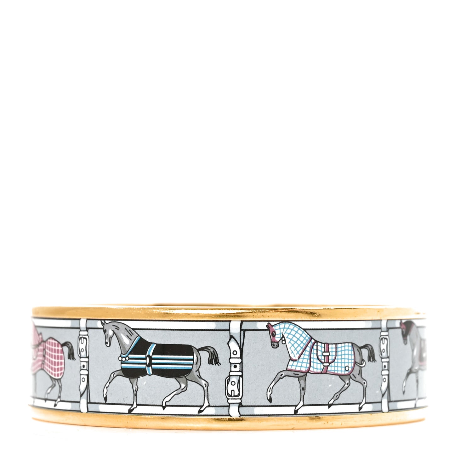 Enamel Printed Wide Horse Riding Motif Bracelet