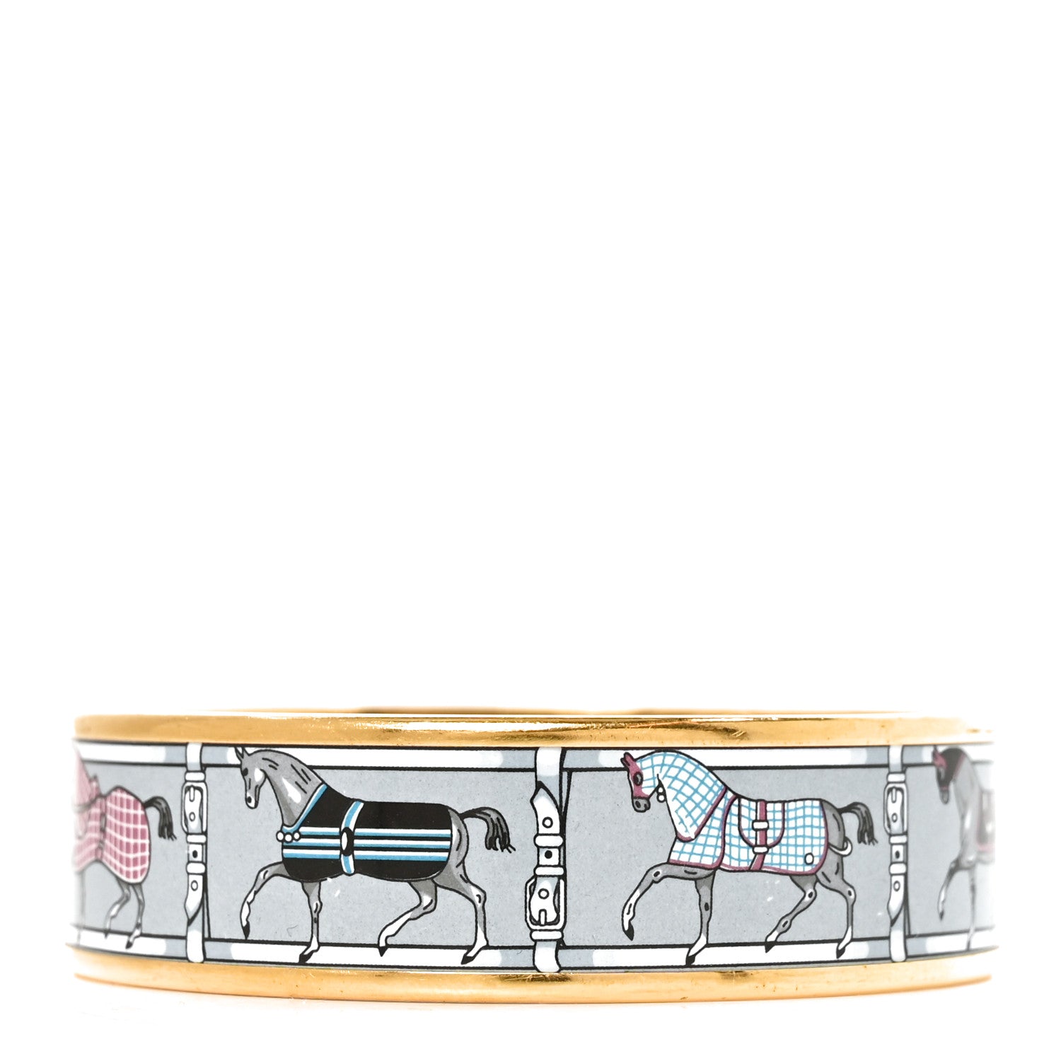 Hermes Enamel Printed Wide Horse Riding Motif Bracelet 3 of 6