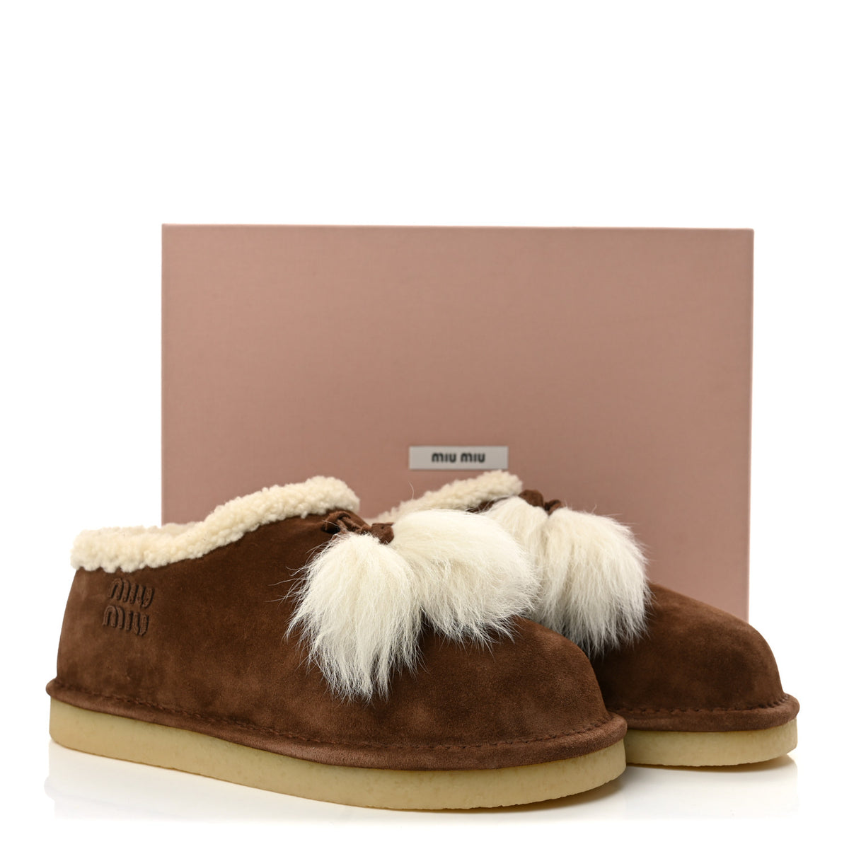 Scamosciato Winter Shearling Tassel Mule Slippers 37 Cacao