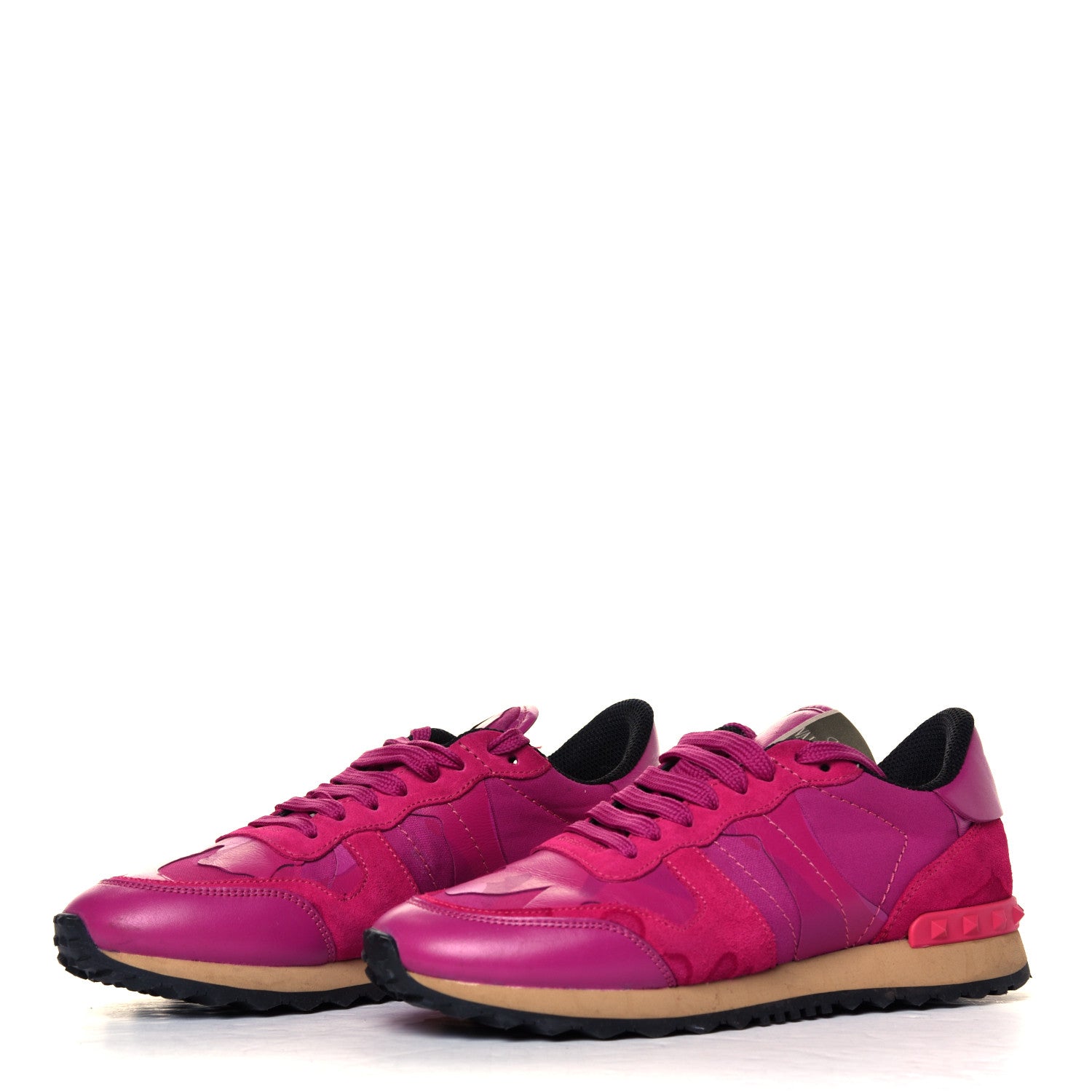 Valentino Garavani Fabric Suede Camouflage Womens Rockrunner Sneakers 39.5 Fuxia 3 of 6