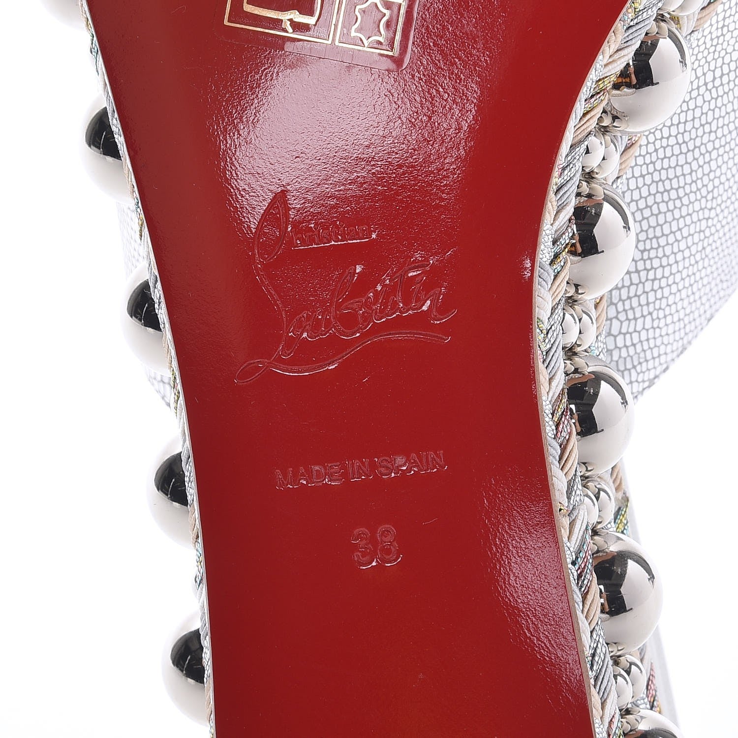 Christian Louboutin Metallic Laminato Lizard Janibasse Mules 38 White Silver 6 of 7