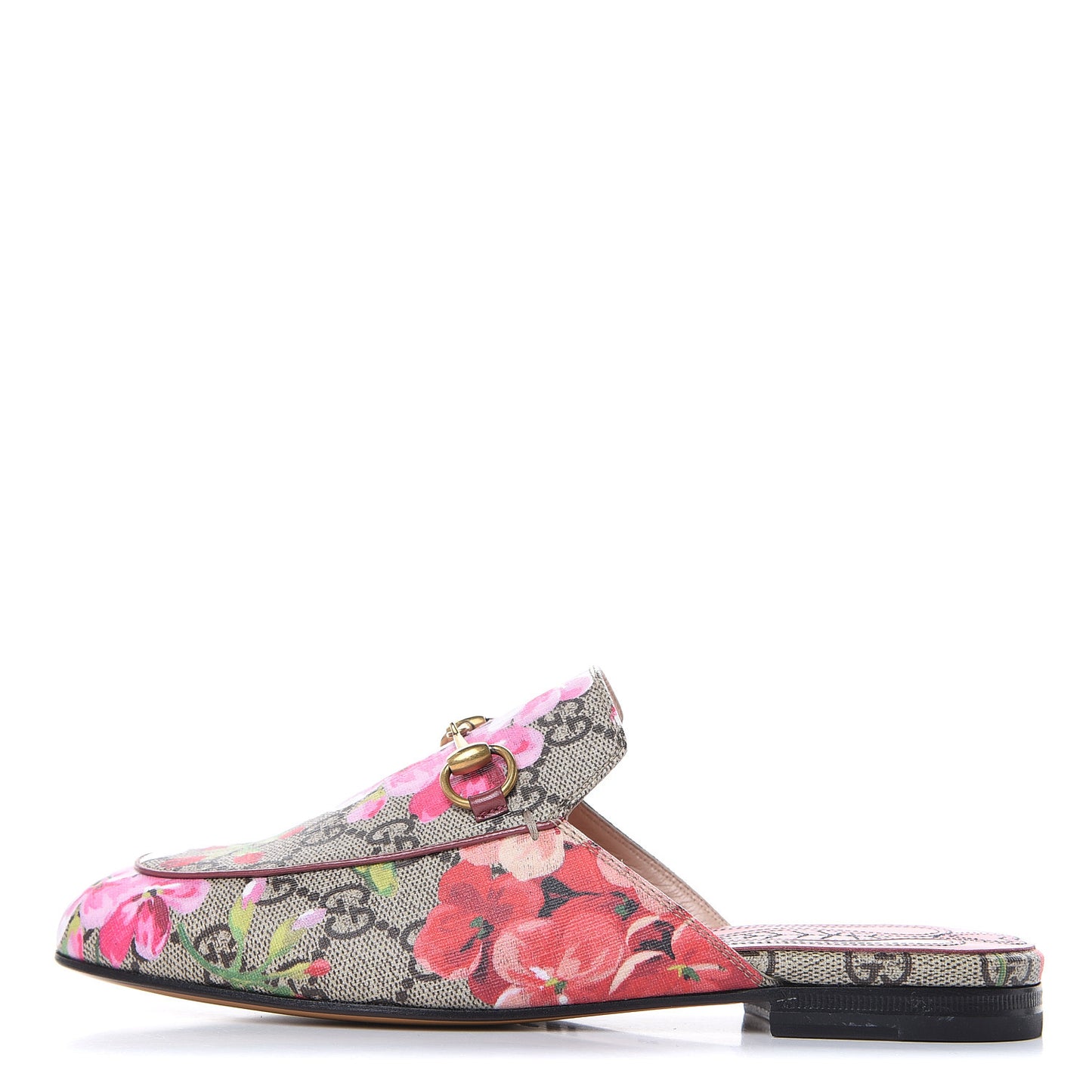 GG Supreme Monogram Blooms Womens Princetown Slippers 35 Beige Multicolor Dry Rose