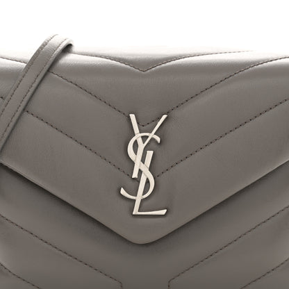 Saint Laurent Calfskin Y Quilted Monogram Toy Loulou Crossbody Bag Grey Kaki 8 of 12