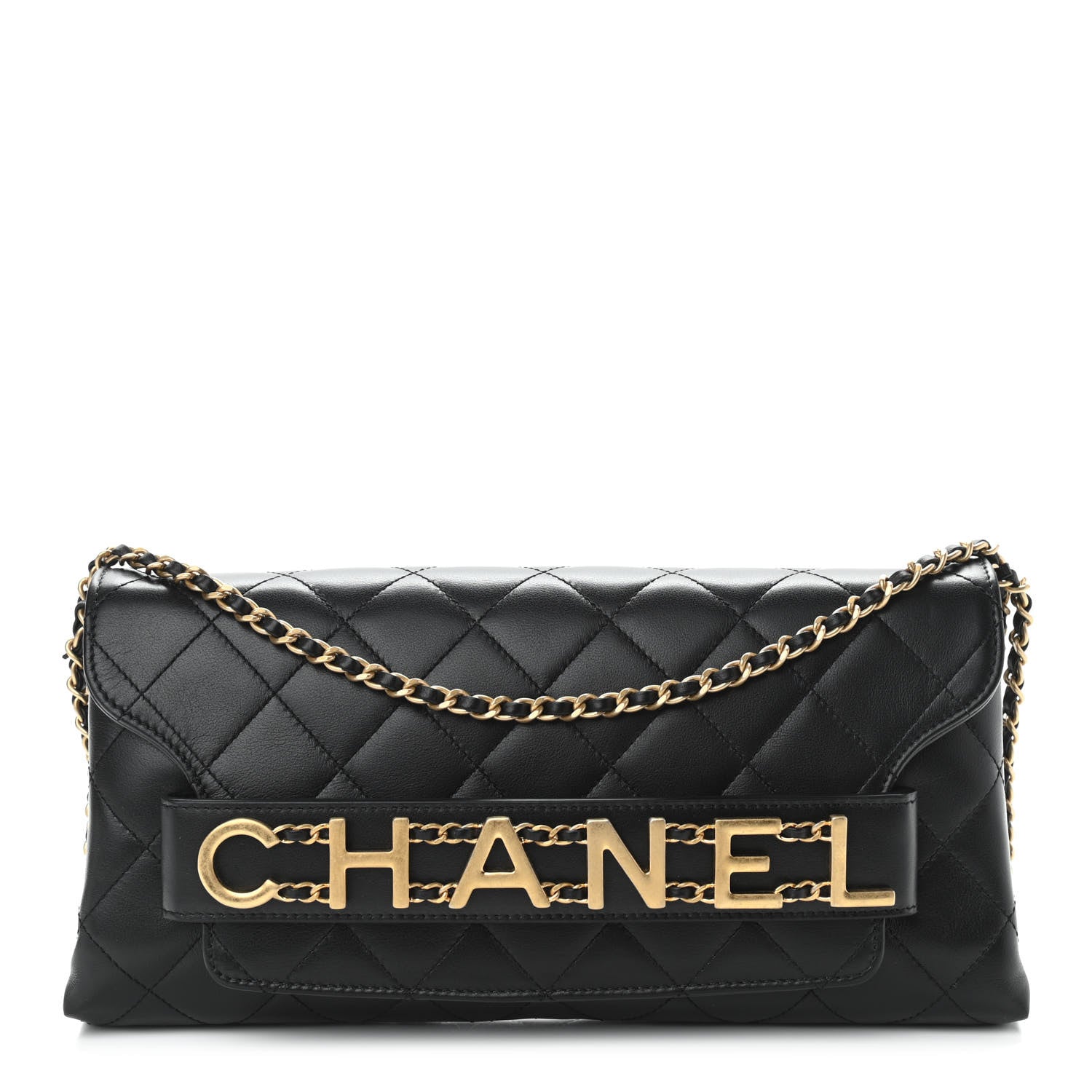 Chanel Calfskin Quilted Enchained Clutch Black 1 of 13